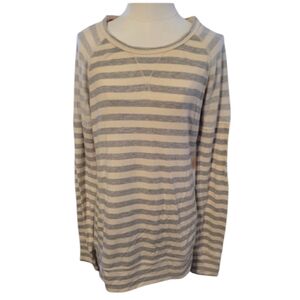 A Pea In The Pod Vintage Gray Cream Striped Maternity Sweater Size Small